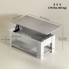 HOMCOM - Table basse relevable avec compartiment de rangement caché et étagère - blanc-Plateau de bureau ajustable pour répondre à vos différents besoins