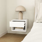 HOMCOM - Table de chevet flottante avec tiroir et étagère - blanc - lot de 2-Fonctionne comme table de chevet, table de téléphone ou table d'appoint pour canapé 
