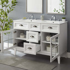 Modway - Isle Double 48" Armoire à coiffeuse de salle de bain - Blanc blanc-Portes vitrées à vitres