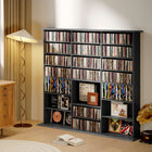 HOMCOM - Armoire de rangement multimédia à 8 niveaux - noir-Matériau : Panneau de particules