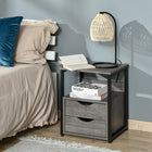 HOMCOM - Table de nuit avec 2 tiroirs - gris-Offre un grand espace de rangement avec un plateau, deux tiroirs et une étagère ouverte 