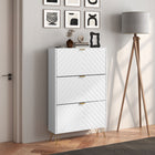 HOMCOM - Armoire à chaussures avec 3 tiroirs basculants pour 18 paires - blanc-Le plateau supérieur plat offre un espace supplémentaire pour exposer et poser des objets 