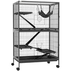 PawHut - Cage à 5 niveaux pour lapin, cochon d’Inde, furet, rat, hamster - 50 po H - gris foncé-Idéal pour une variété de petits animaux, y compris le vison domestique, le chinchilla, le petit chat et d'autres petits animaux de taille similaire 