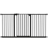 PawHut - Barrière pour animaux de compagnie de 74 à 147 cm de large avec porte, barrière pour chien d'intérieur-Faites glisser et soulevez la poignée pour passer