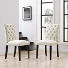 Modway - Duchess Tissu Chaise à manger Ensemble de 2 - Beige-Dossier boutonné luxueusement touffé