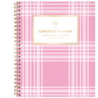 Emily Ley - Simplified Agenda scolaire hebdomadaire/mensuel 2026-2027 - 11 po H x 9 po l - Pink Plaid - bilingue-12 mois avec onglet : juillet 2026 à juin 2027
