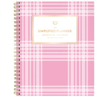 Emily Ley - Simplified Agenda scolaire hebdomadaire/mensuel 2026-2027 - 11 po H x 9 po l - Pink Plaid - bilingue-12 mois avec onglet : juillet 2026 à juin 2027