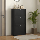 HOMCOM - Armoire à chaussures moderne avec 3 tiroirs rabattables pour 12-18 paires - noir-Le plateau offre un espace supplémentaire pour l'exposition et le rangement 