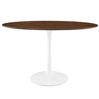Modway - Lippa Ovale de 48 po Bois Table à manger, Noyer-Table à manger moderne