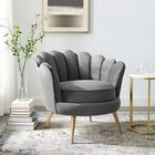Modway - Admire Bord festonné Performance Velvet Fauteuil d’accent - Gris-Tissu résistant aux taches durable