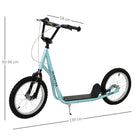 Aosom - Trottinette de rue pour jeunes avec roue gonflable de 16 po, doubles freins - bleu-Guidon enveloppé de matière douce pour une prise en main plus confortable 