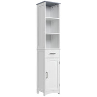 Kleankin - Armoire colonne de salle de bain haute et mince autoportante - blanc-Armoire compacte et haute, parfaitement adaptée aux espaces étroits   