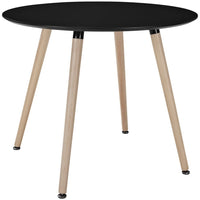 Modway - Track Manche Table à manger, Noir-Pieds en hêtre massif
