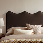 Modway - Athena Velours de performance résistant aux taches Tête de lit pleine grandeur, Marron chocolat-Cadre en mélange de bois