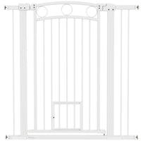 PawHut - Porte pour Chien avec Porte pour Chat et 2 Kits d'Extension - 30"-41" L x 42" H-Barrière de 41,7 po (106 cm) de hauteur sécurise efficacement les animaux de compagnie