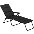 Outsunny - Chaise longue pliante avec coussin - dossier réglable - noir-Convient pour les parcs extérieurs, jardins, terrasses, bords de piscine, vérandas, plages, et plus encore