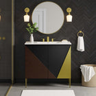 Modway - Alchemist 36" Vanette de salle de bain - Blanc Noir-Bassin d’évier en céramique