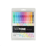Tombow - Feutres à 2 pointes Twintone, pastel, paq./12-Pointe fine avec une épaisseur de trait de 0,3 mm
