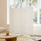 HOMCOM - Paravent autoportant 4 panneaux avec présentoir à panneaux perforés pour bureau à domicile - blanc-Dimensions totales : 59,75 po l x 57 po H x 0,75 po P (152 x 144,5 x 1,7 cm)  

