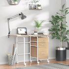 HOMCOM - Bureau pliant avec tiroirs - 41,3 po L x 19,7 po l x 29,1 po H - bois naturel-Double usage, peut être déployé en bureau d’écriture ou replié en classeur