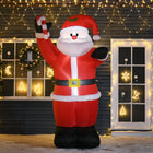 HOMCOM - Décoration de pelouse gonflable éclairée d'extérieur de 8 pieds de haut pour Noël - Père Noël - Rouge-Fabriqué en tissu polyester résistant aux intempéries 