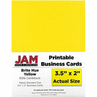 JAM Paper - Cartes de visite imprimables, 3-1/2 po x 2 po, jaune, paquet de 100-Couleur: jaune