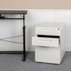 Flash Furniture Classeur ergonomique à verrouillage mobile à 3 tiroir suspendu pour dossiers juridiques et lettres, blanc-Tiroirs utilitaires: 13 po larg. x 18,75 po prof. x 2,75 po haut.; File Drawer: 13 po larg. x 18,75 po prof. x 9,75 po haut.