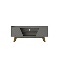 Manhattan Comfort - Meuble TV Marcus 53,14 po style Mid-Century Modern - Gris et Nature-Meuble TV autoportant de style milieu du siècle moderne pour salon et chambre