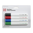 TRU RED - Marqueurs à Effacement Sec - Pointe Biseautée - Couleurs Variées - Paquet de 4-Pour écrire et effacer sur tableaux blancs, verre et autres surfaces effaçables à sec