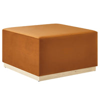 Modway - Tilden Grand velours de performance carré de 28 pouces Rembourré Ottoman - Rouille naturelle-Revêtement en velours de performance