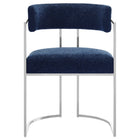 Modway - Huron Dos courbé Tissu et métal Chaise d’accent pour salle à manger - Marine d’argent-9