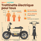 Gyrocopters - Trottinette électrique Vortex pour adultes et adolescents - Vitesse 32 km/h - Autonomie 28 km - Application - Noir-8