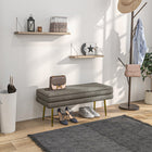 HOMCOM - Banc de rangement rembourré pour bout de lit - beige-Le rangement sous l’assise permet de garder vos objets bien rangés 