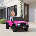 Qaba - Jeep pour enfants Land Rover sous licence 12V à chevaucher - rose-La voiture jouet fonctionne jusqu’à 1 heure avec une batterie de 12V 7Ah 