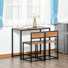 HOMCOM - Ensemble de salle à manger industriel 3 pièces pour petits espaces - noyer-Design moderne et élégant qui s'adapte à tout type de décoration