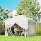 Outsunny - Tente auvent d'extérieur pliante 10 pi l x 10 pi L avec 4 parois latérales - Blanc-Structure en métal avec revêtement en poudre assurant une utilisation durable