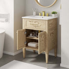 Modway - Elysian 24" Vanette de salle de bain - Burl blanc-Charnières de cuisine dissimulées