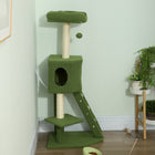 PawHut - Arbre à chat 47 po avec maisonnette, échelle, poteaux à griffer, balle-Poteaux à griffer en sisal pour une utilisation intensive 