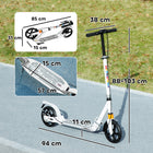 Qaba - Trottinette pliable pour enfants avec 4 hauteurs réglables - blanc-Double absorption des chocs pour une conduite en douceur 