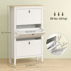 HOMCOM - Armoire à chaussures avec 3 tiroirs basculants au design étroit - blanc-Surface supérieure plate pour poser des objets et des décorations 