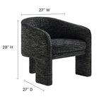 Modway - Greer Tissu Boucle Rembourré Fauteuil d’accent - Charbon de bois-Conception à 3 jambes