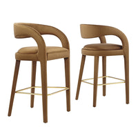 Modway - Pinnacle Performance Velvet Tabouret de bar - Or brun - Ensemble de 2-Ensemble de tabouret de bar moderne