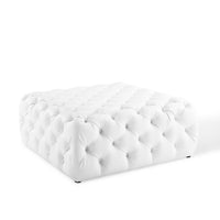 Modway - Amour Gros carré à boutons touffés Imitation cuir Ottoman - Blanc-Ottoman à accents à boutons touffés