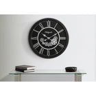 Monarch Specialties - Horloge - 30 po Rond - Mécanisme D'Engrenage - Surdimensionné Grand - Horloge Murale - Noir - Transitionnel-Le cadre en plastique épais et durable avec une surface en verre garantit une qualité durable, ajoutant une touche de sophistication moderne à n'importe quelle pièce