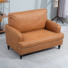 HOMCOM chaise d’appoint 45 po avec large assise pour salon - brun-Les pieds en bois de caoutchouc avec patins antidérapants garantissent la stabilité  
