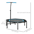 Soozier - Trampoline de rebond 45 po pour adulte, bleu-Le système de rebond avec cordons élastiques assure un rebond silencieux et à faible impact