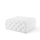 Modway - Amour Gros carré à boutons touffés Imitation cuir Ottoman - Blanc-Capacité de poids de l’ottoman : 400 lbs