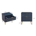 Manhattan Comfort - Dumbo table de chevet moderne, commode et commode haute 5 tiroirs - bleu minuit - ensemble de 3-Recommandé pour un téléviseur jusqu'à 35 pouces
