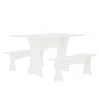 Manhattan Comfort - Ensemble de salle à manger Coney 135 cm style mid-century moderne - Blanc - Lot de 3-Ensemble de salle à manger 3 pièces style milieu du siècle pour usage dans la salle à manger