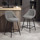 HOMCOM - Tabourets de bar pivotants hauteur comptoir 26 po - gris foncé - paquet de 2-Profitez d’une rotation complète à 360 degrés pour les conversations et les rassemblements 
